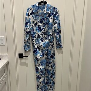 Zara blue floral wrapped dress